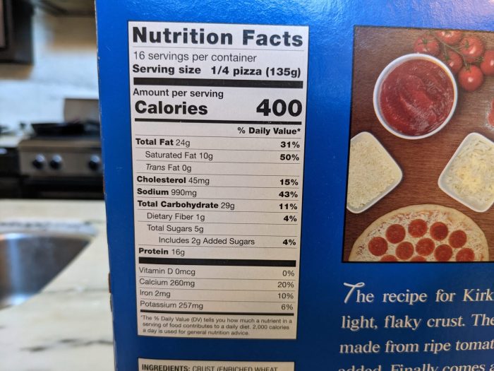 Costco pizza nutrition facts